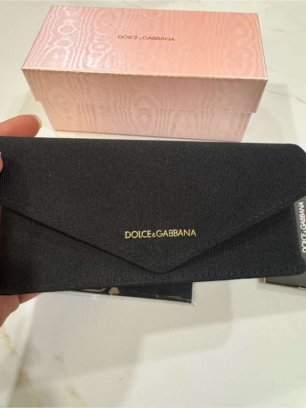 Dolce & Gabbana Black Sunglasses Sleeve with Gold Logo